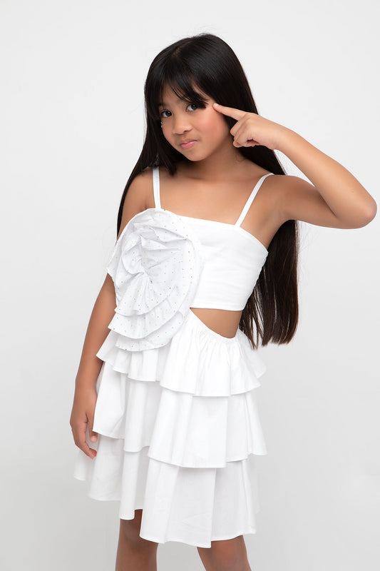 ΦΟΡΕΜΑ ΜΕ ΤΡΙΑΝΤΑΦΥΛΛΟ ΛΕΥΚΟ MELIN ROSE 2-12Y