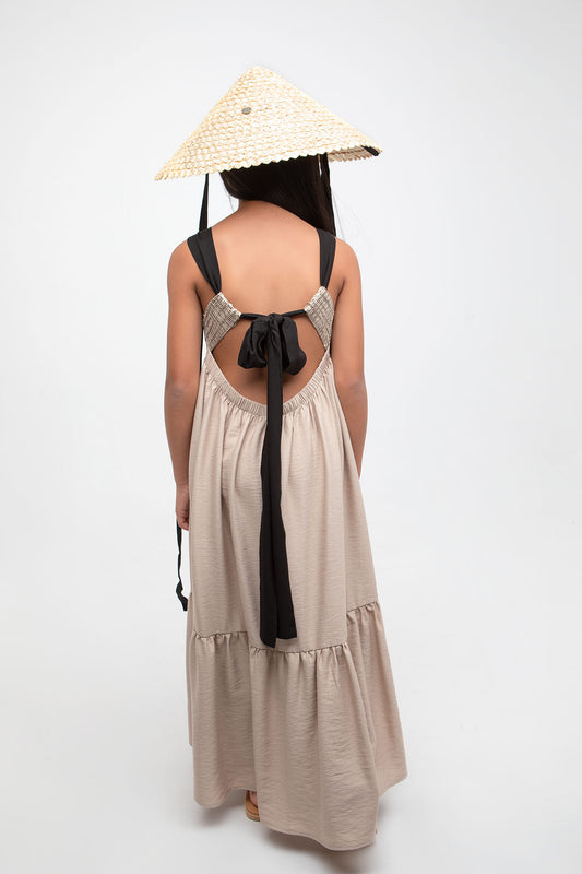 Φόρεμα Μακρύ Μπεζ με παγιέτα στο πάνω μέρος MELIN ROSE 2-12Y