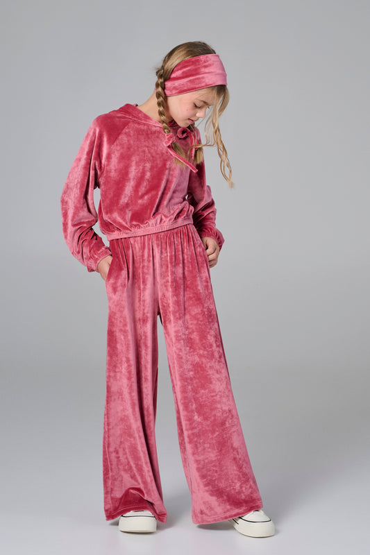 Melin Rose Σετ βελούδο με κουκούλα Ροζ 4-12Y