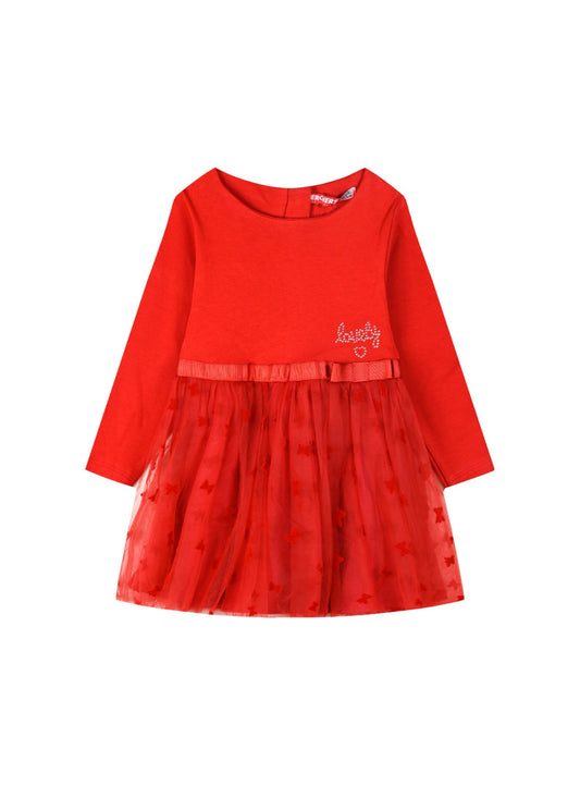 Φόρεμα με τούλι και στρας για κορίτσι ΚΟΚΚΙΝΟ 2-6Υ