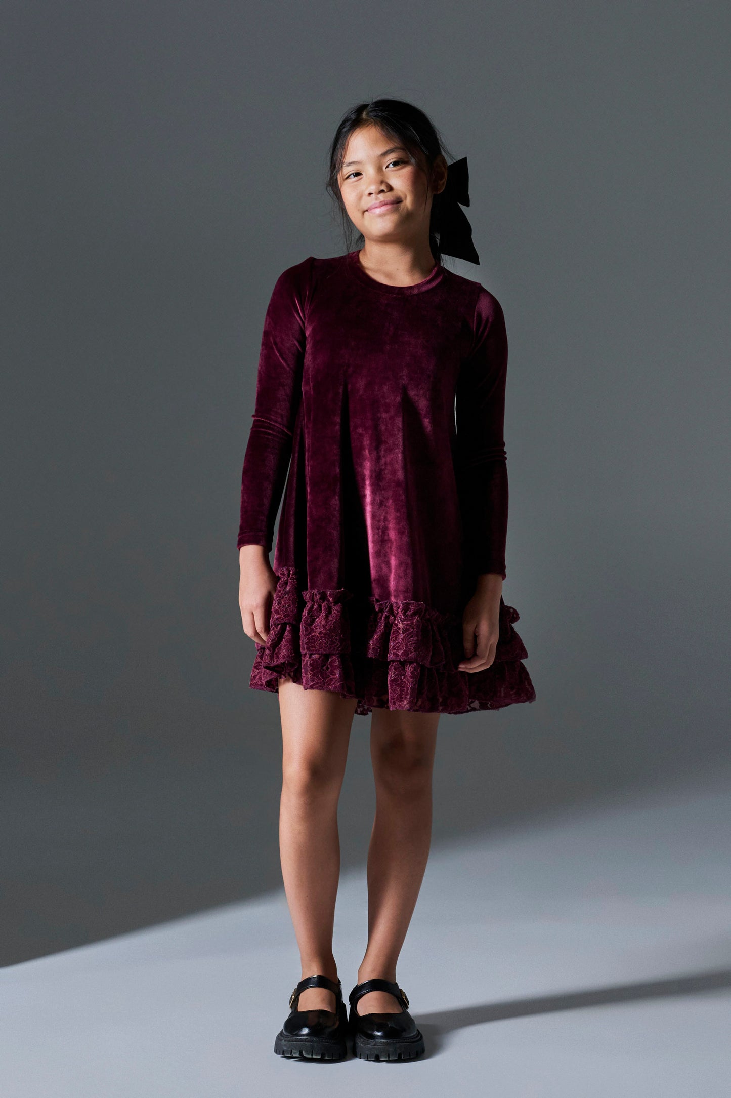 Melin Rose Bελούδινο φόρεμα με φιόγκο 4-12Υ