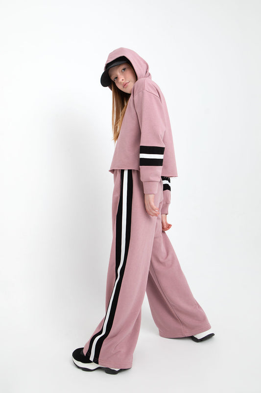 Melin Rose Melin Rose Σετ φούτερ με ρίγες Ροζ 4-14Υ