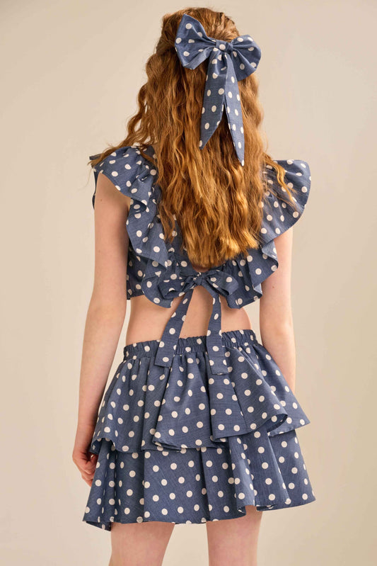 Melin Rose Σετ πουά, μπλούζα με βολάν και φούστα 4-12Υ