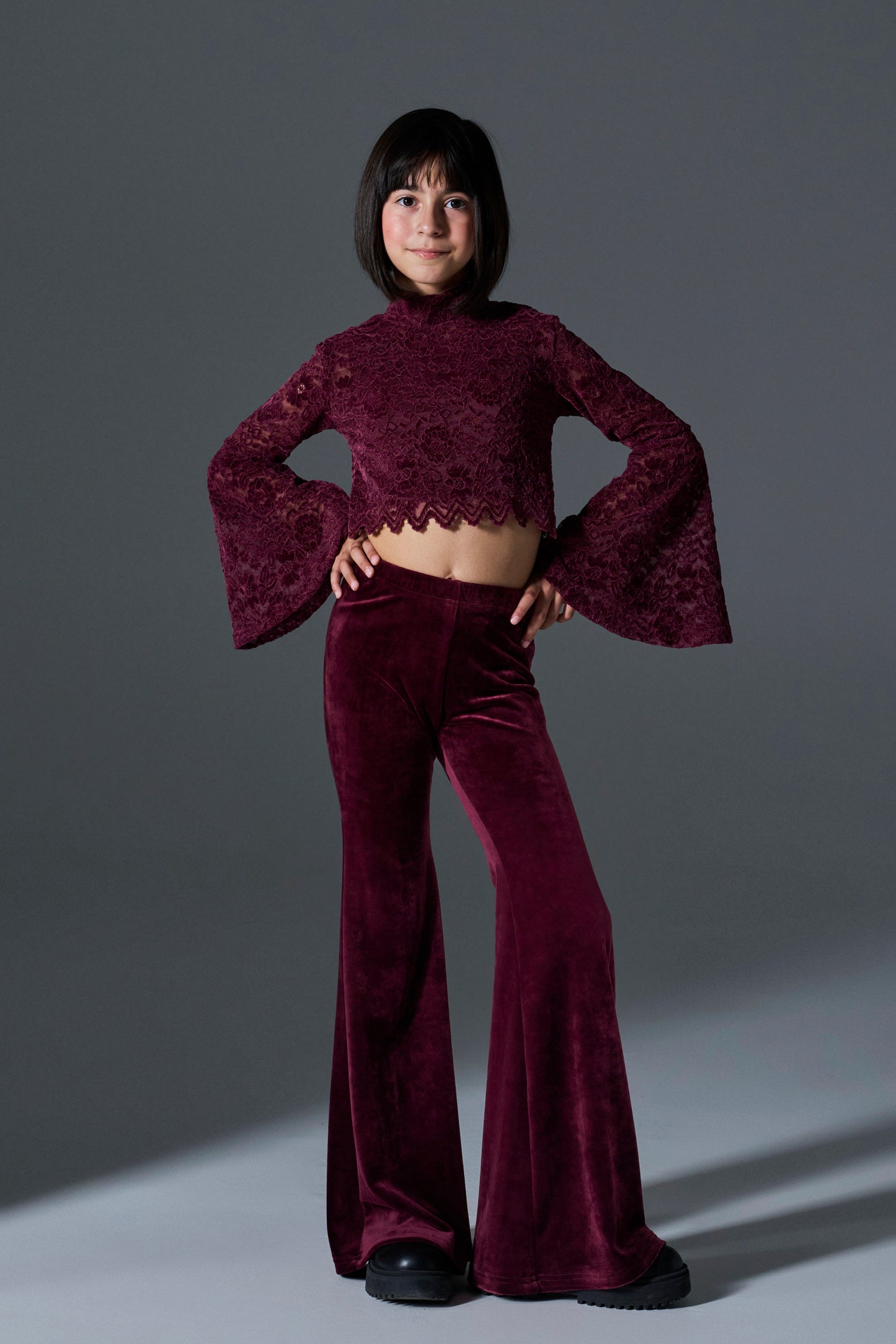 Melin Rose Σετ βελόυδινο με δαντέλα 4-14Υ