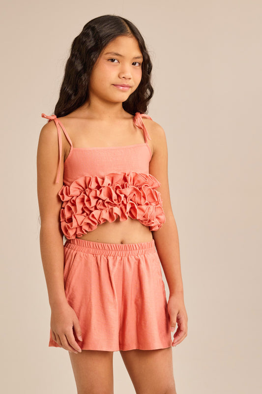 Melin Rose Σετ τοπ με βολάν και σορτς Εκαϊ 2-14Y