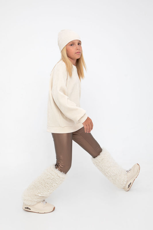 Melin Rose Μπλούζα βελούδο κυψέλη Εκρού