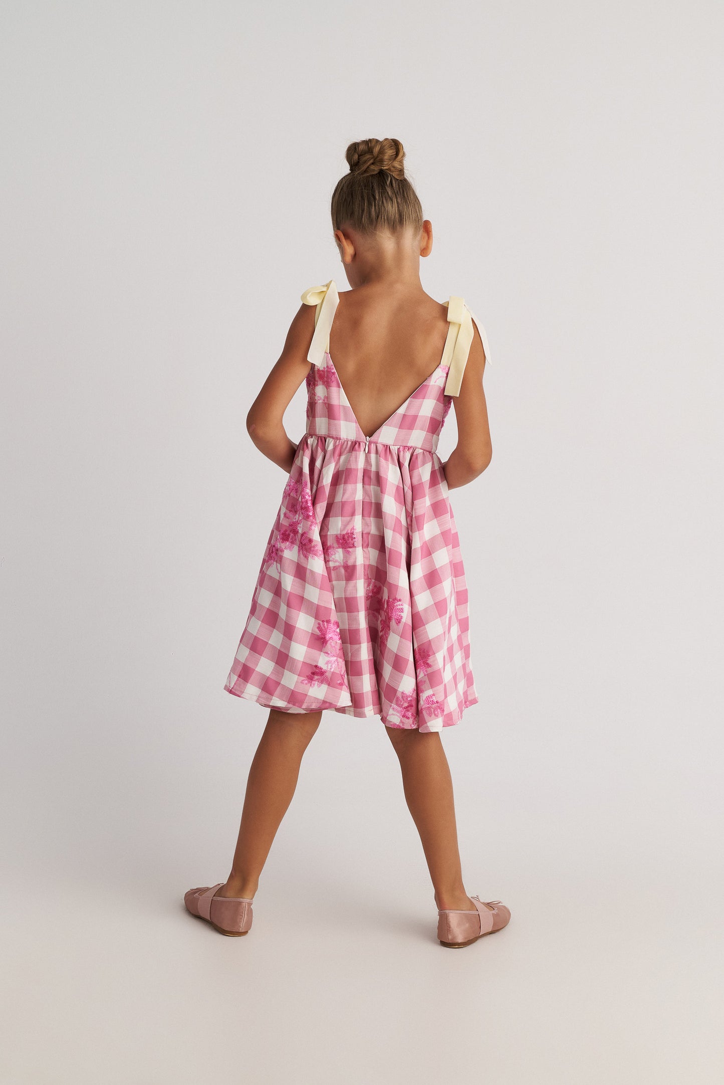 Two in a castle - Pinklady Embroidered Vichy Circle Dress