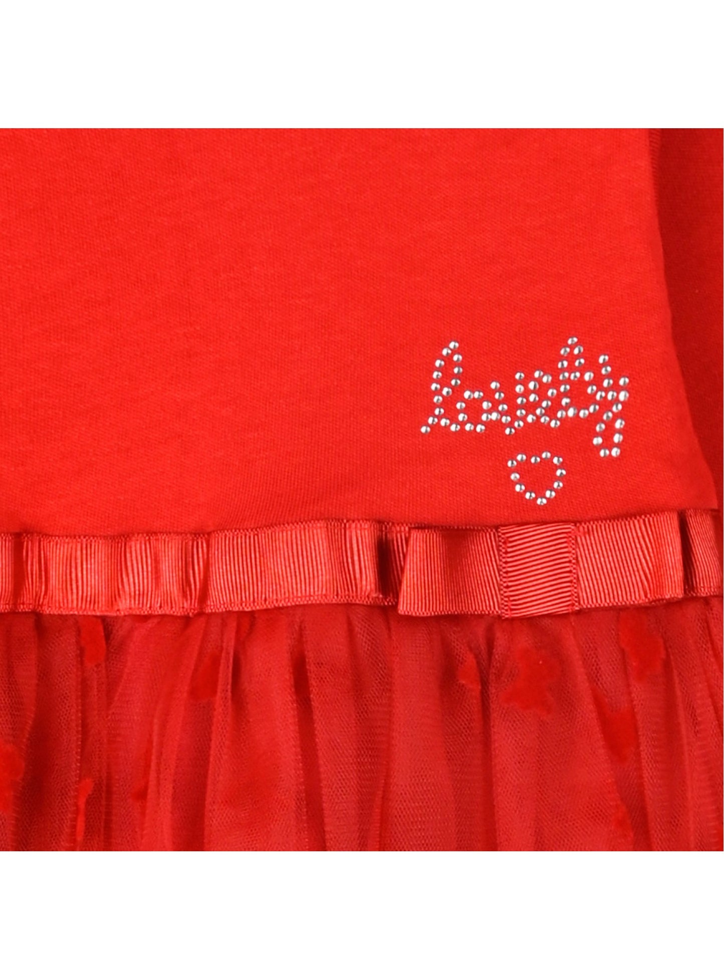 Φόρεμα με τούλι και στρας για κορίτσι ΚΟΚΚΙΝΟ 2-6Υ