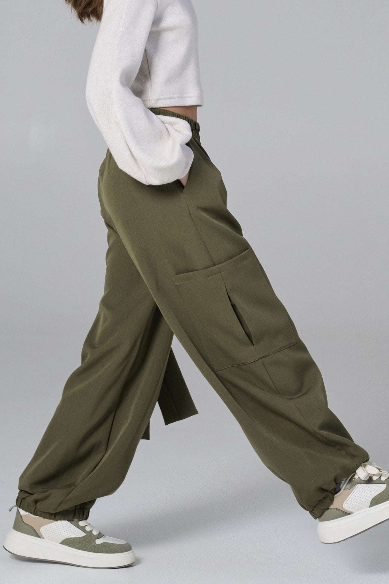 Melin Rose Παντελόνα Cargo με φιόγκο Λαδί 6-16Y