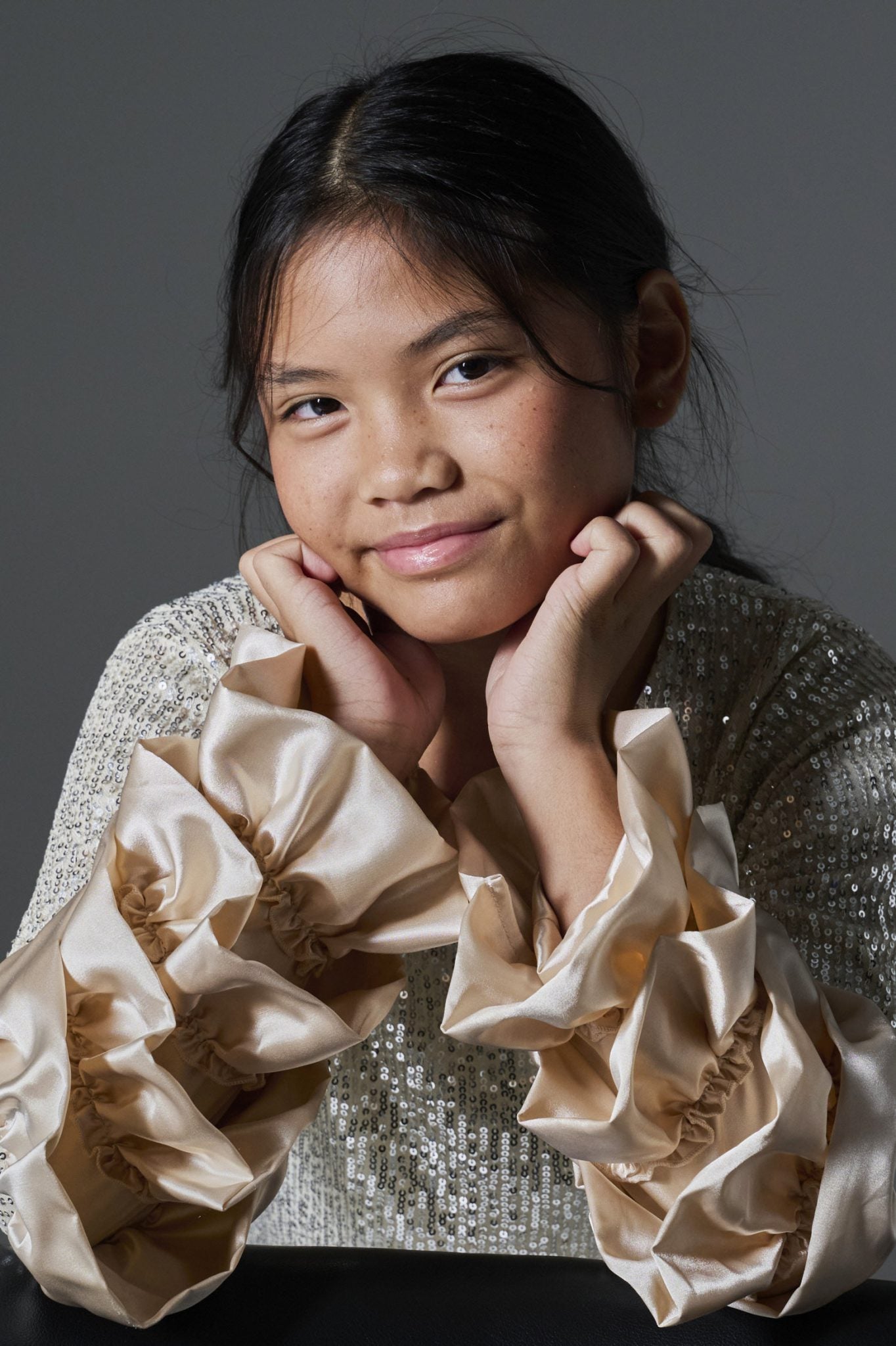 Melin Rose Φόρεμα παγιέτα με βολάν στα μανίκια Εκρού 4-14Υ