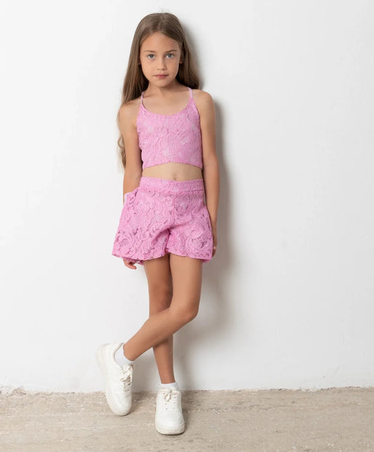 ALICE ΣΕΤ ΣΟΡΤΣ ΜΕ ΤΟΠ ΔΑΝΤΕΛΑ 3-12Y ΡΟΖ