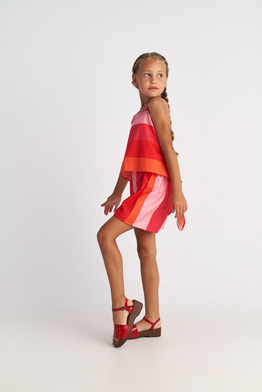 Two in a castle - Scarlet Striped Set with Backless Top & Shorts for Kids