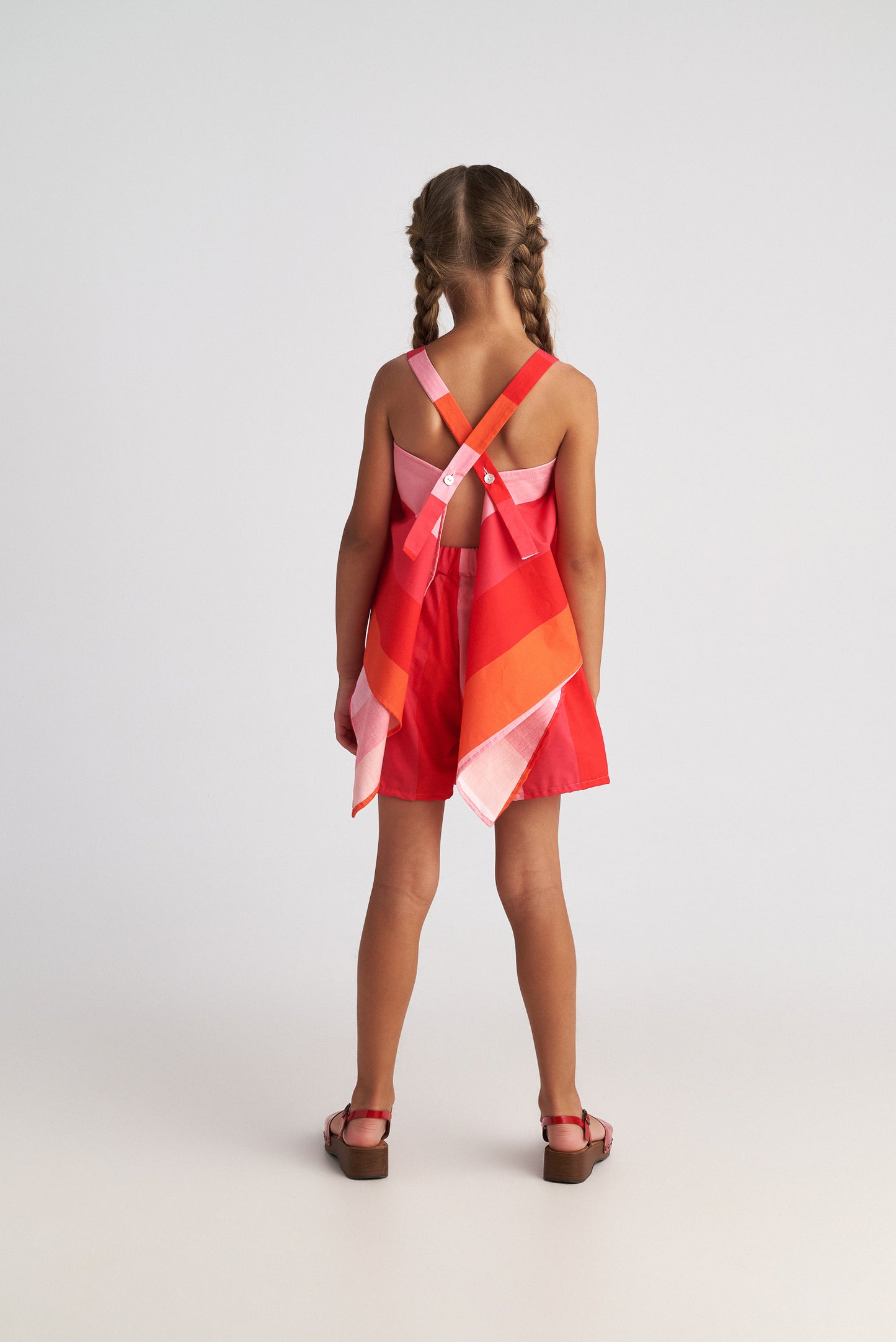 Two in a castle - Scarlet Striped Set with Backless Top & Shorts for Kids
