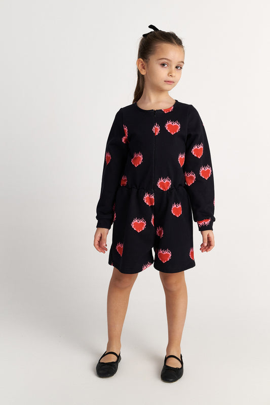 TWO IN A CASTLE Flaming Hearts Playsuit