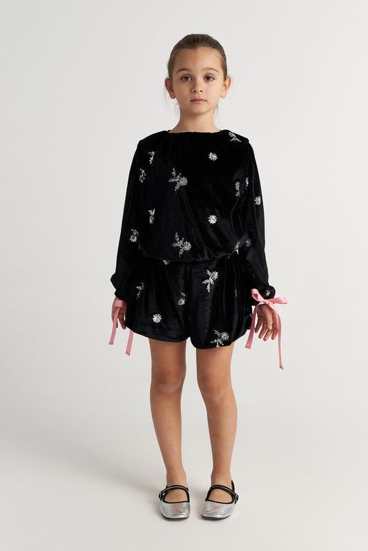 TWO IN A CASTLE Sparkles Velvet Set With Shorts
