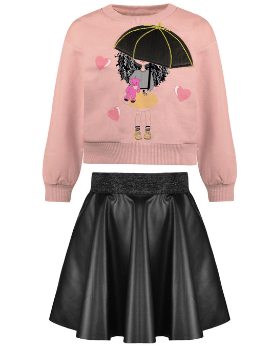 Σετ φούτερ μπλούζα & φούστα δερμάτινη 2-6Y