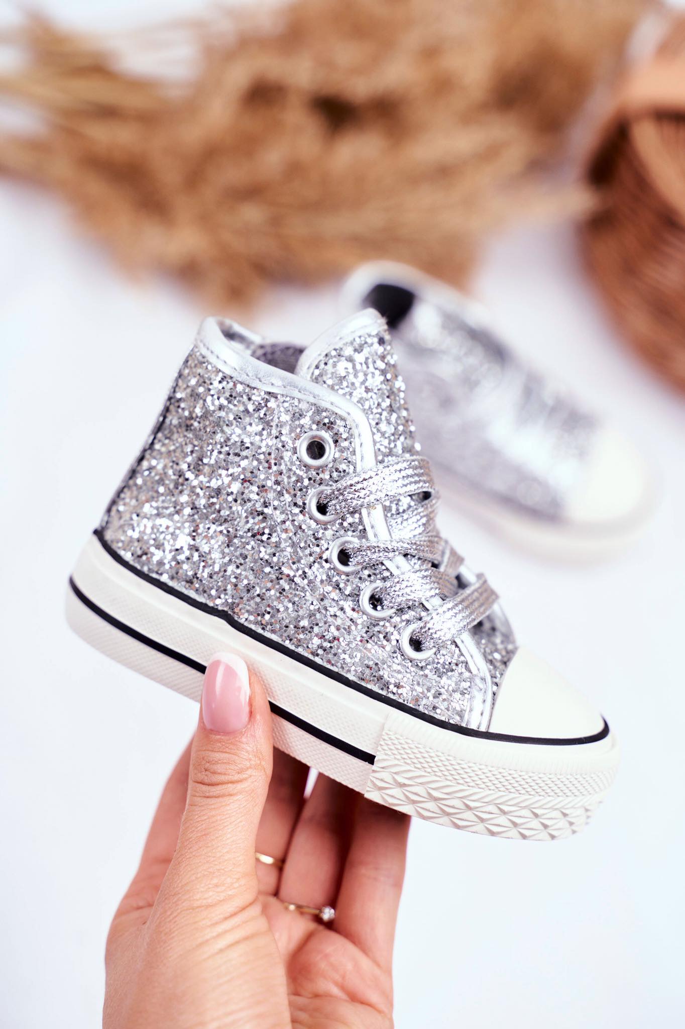 Sneakers glitters ασημί 24-29