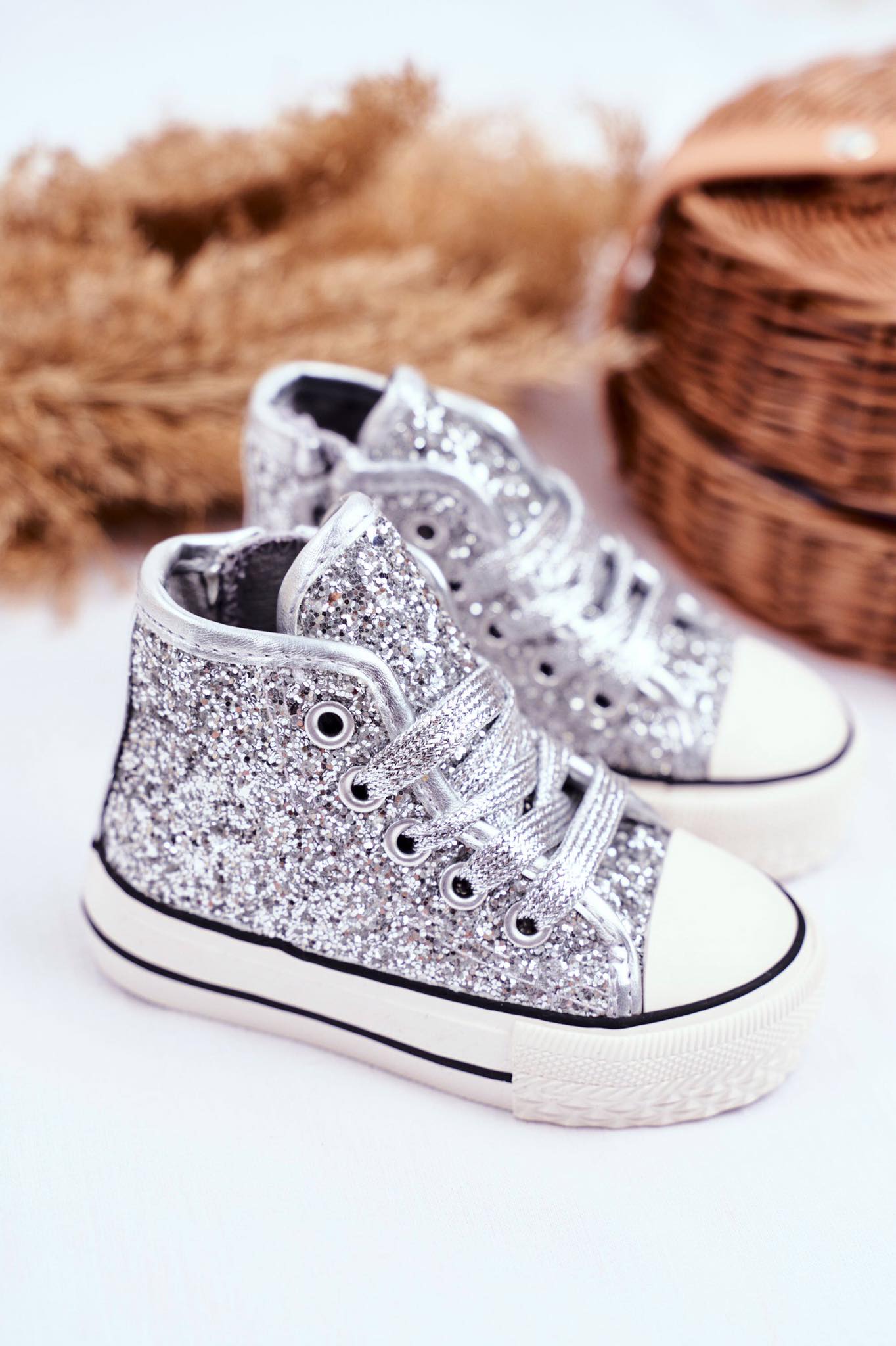 Sneakers glitters ασημί 24-29