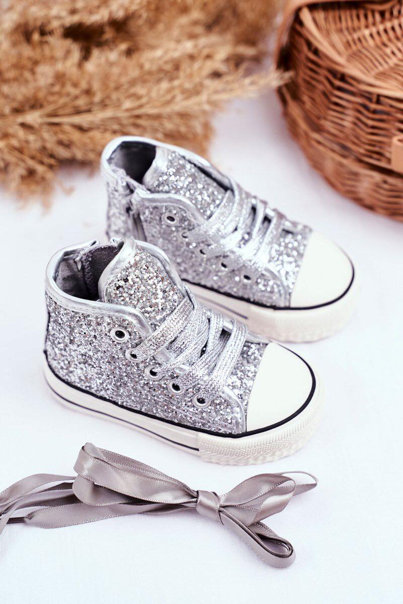 Sneakers glitters ασημί 24-29