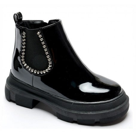 Μποτάκια λουστρίνι μαύρα με φερμουάρ 25-30