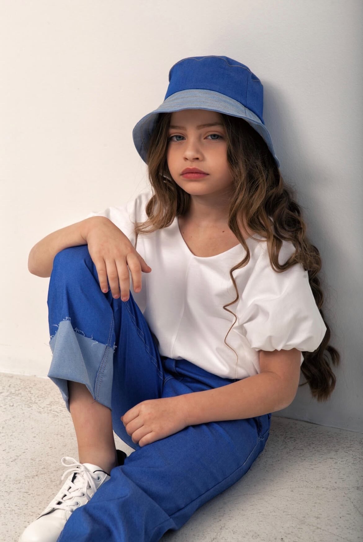 WIDE LEG CONTRAST PANTS BLUE