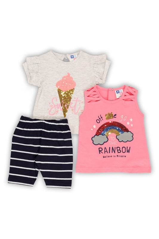 Σετ με κολάν και δύο μπλούζες 100% cotton 3Μ-24Μ