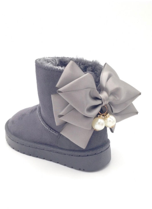 Μπότες γκρι με φιόγκο 25-30