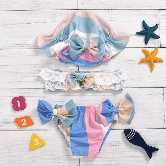 Βρεφικό μπικίνι μαγιό με καπέλο