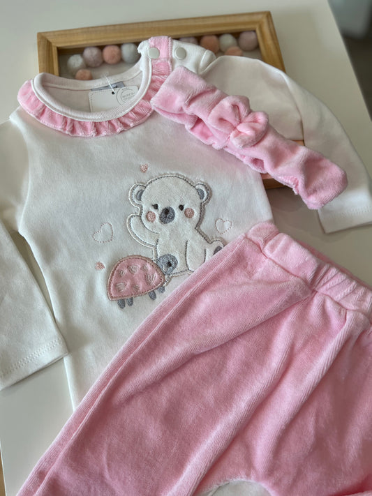 Σετ βελούδινο με κορδέλα 0-9M