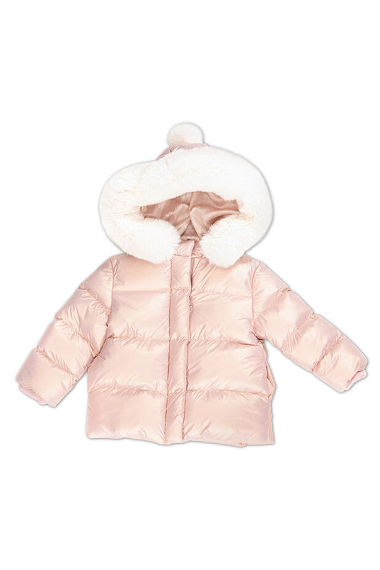 Μπουφάν μεταλλικο ρόζ με γούνα 1-6Y
