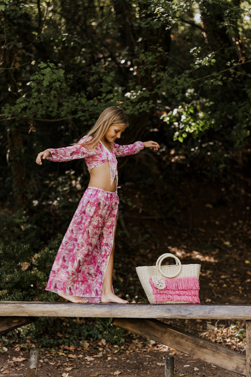 Σετ πουκαμίσα all-over με φούστα παρεό φουξ 6-16Y