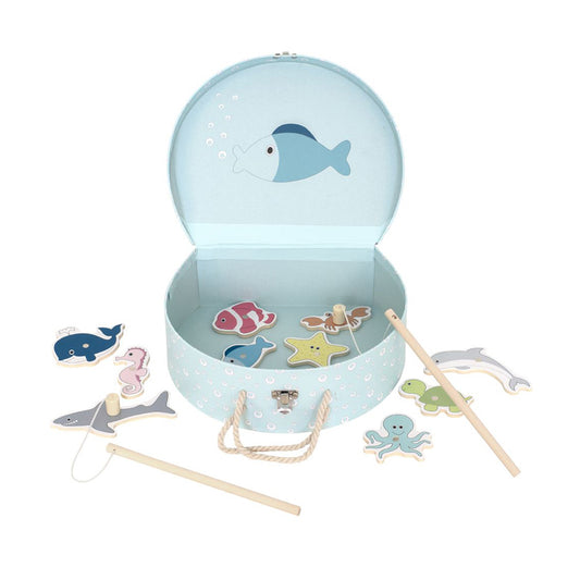 Ξύλινο βαλιστάκι με σύνεργα ψαρέματος με μαγνήτη