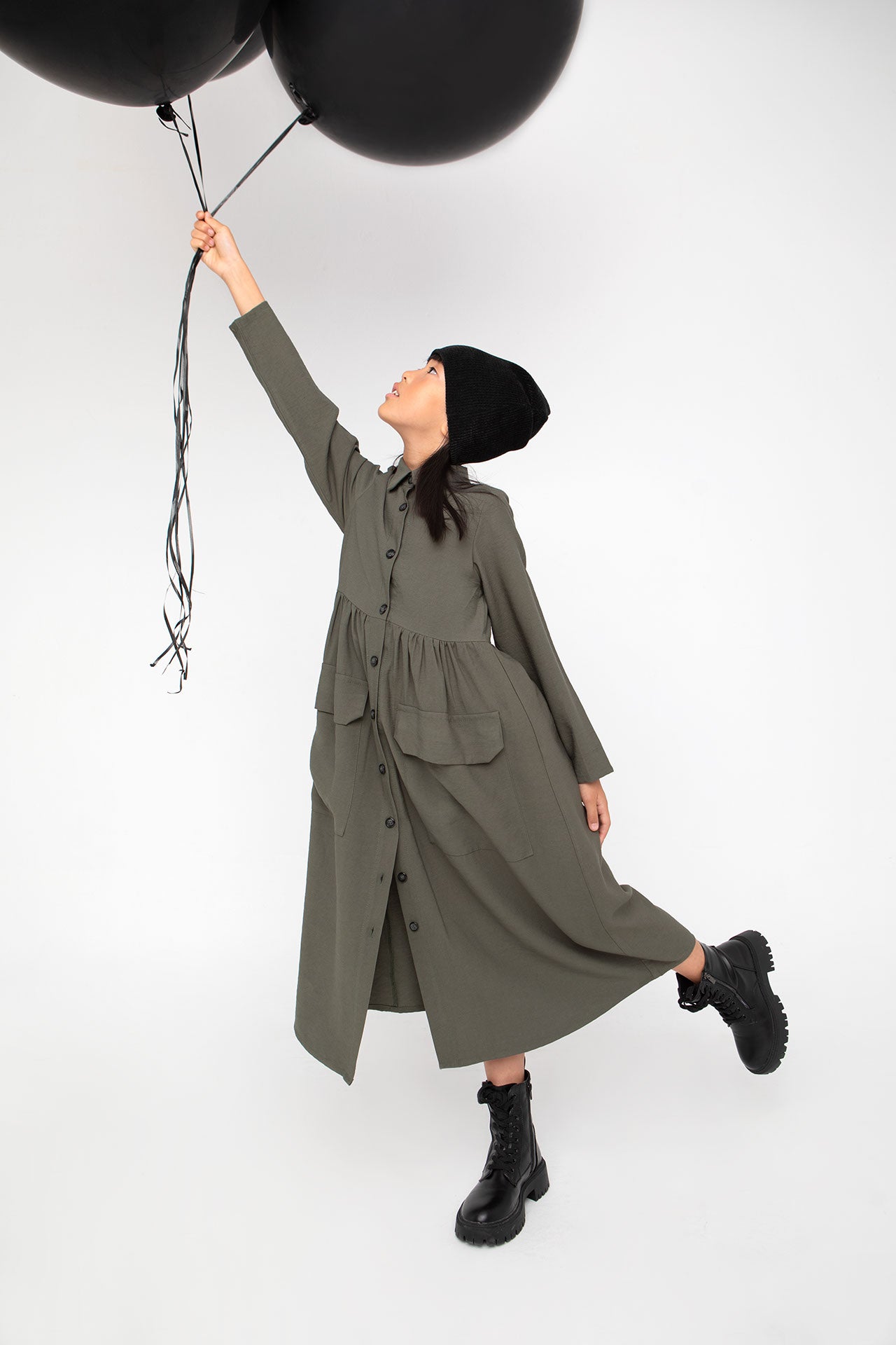 Melin Rose Φόρεμα Μακρύ με κουμπιά Χακί 4-14Υ