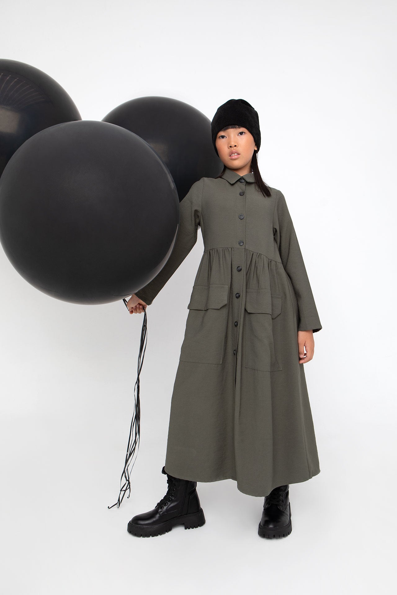 Melin Rose Φόρεμα Μακρύ με κουμπιά Χακί 4-14Υ