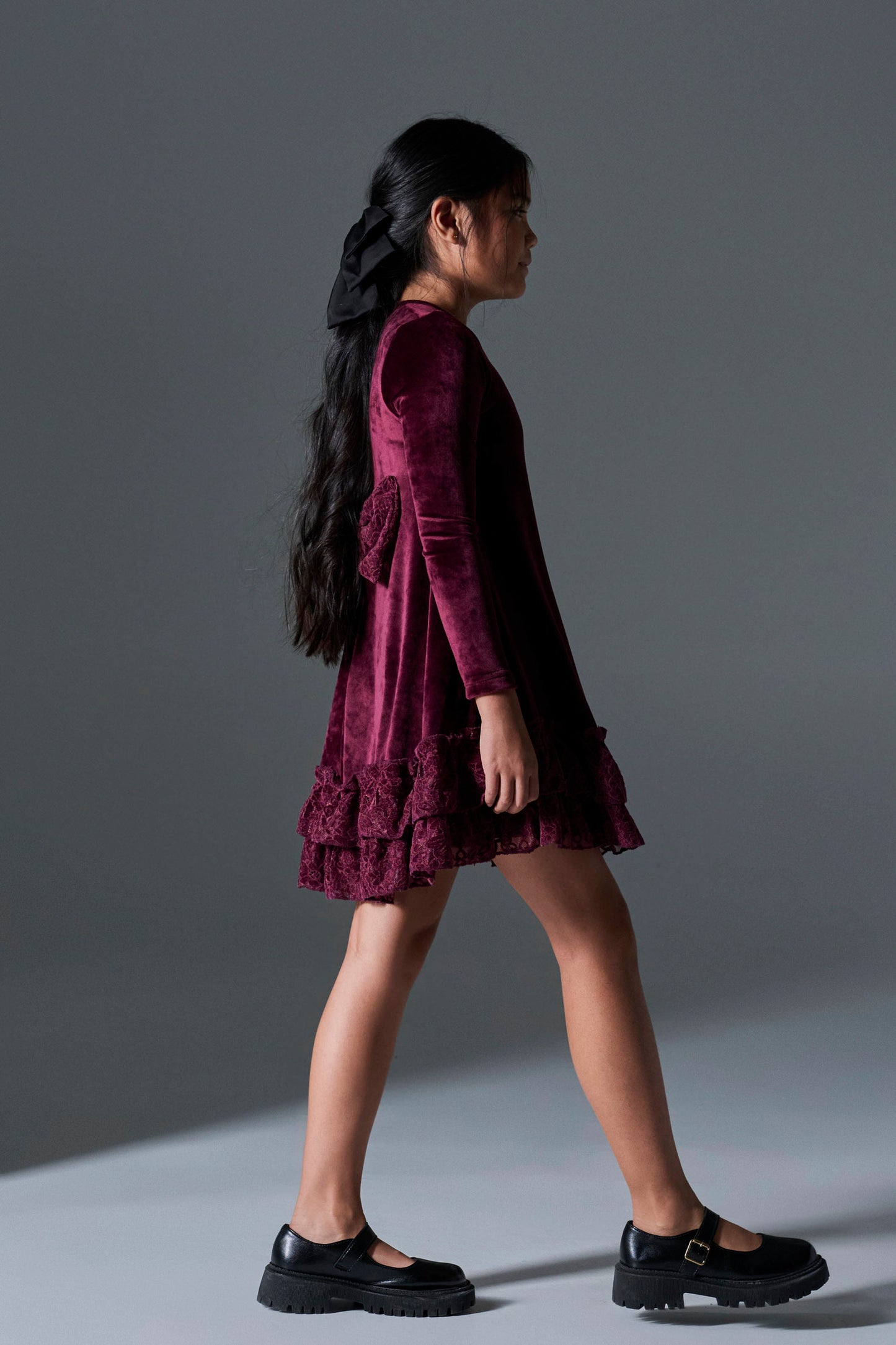 Melin Rose Bελούδινο φόρεμα με φιόγκο 4-12Υ