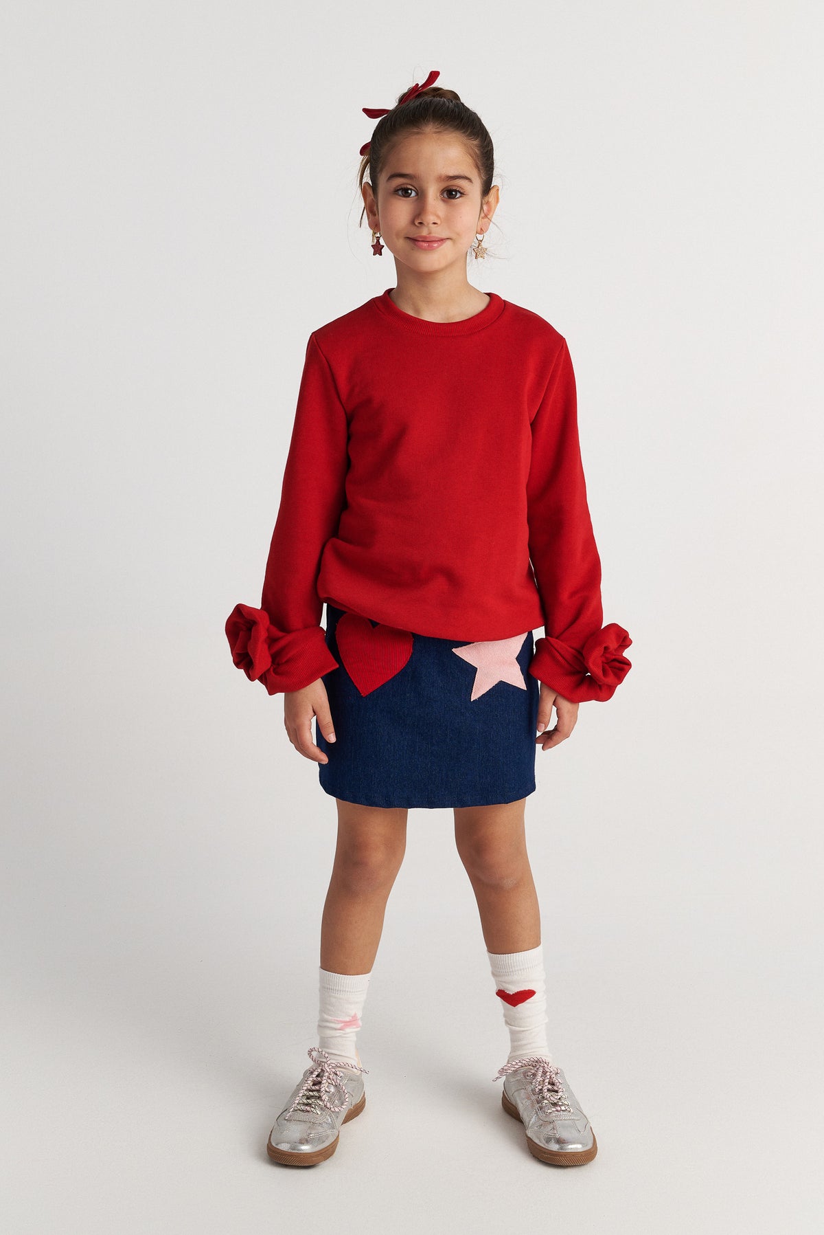TWO IN A CASTLE Hearts  Denim Skirt