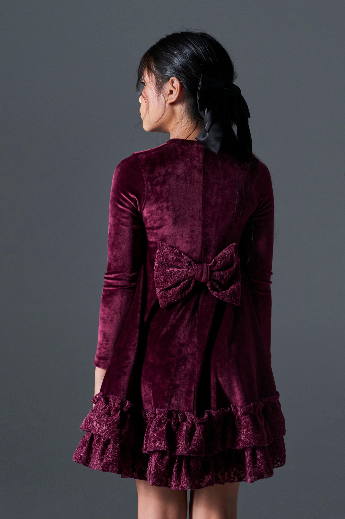 Melin Rose Bελούδινο φόρεμα με φιόγκο 4-12Υ