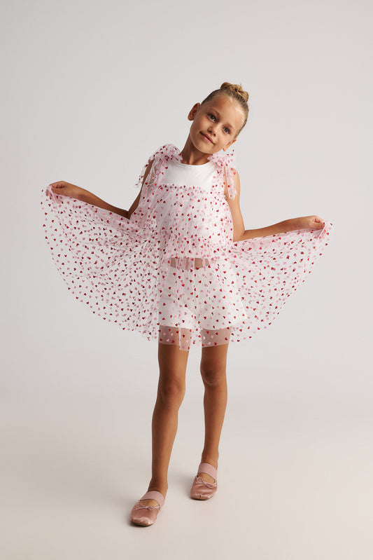 Two in a castle - Heartbeat Tank Top, Shorts & Tulle Dress Set