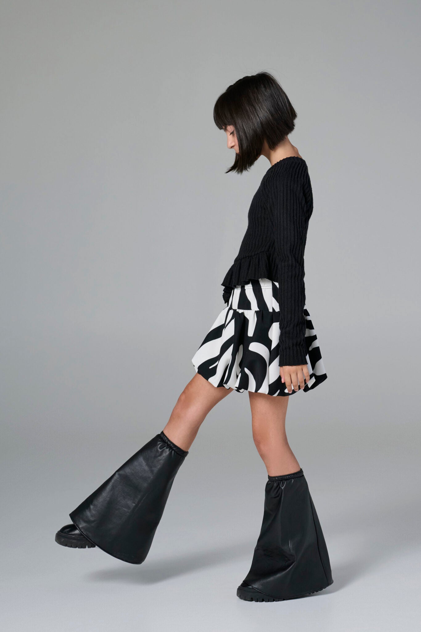 Melin Rose Μπλούζα διάταξη με βολάν στο τελείωμα Μαύρο 4-12Y