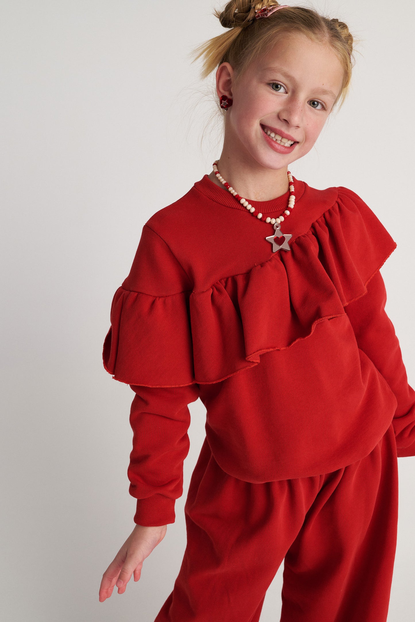 TWO IN A CASTLE Set Ruffles Top And Wide Leg Pants