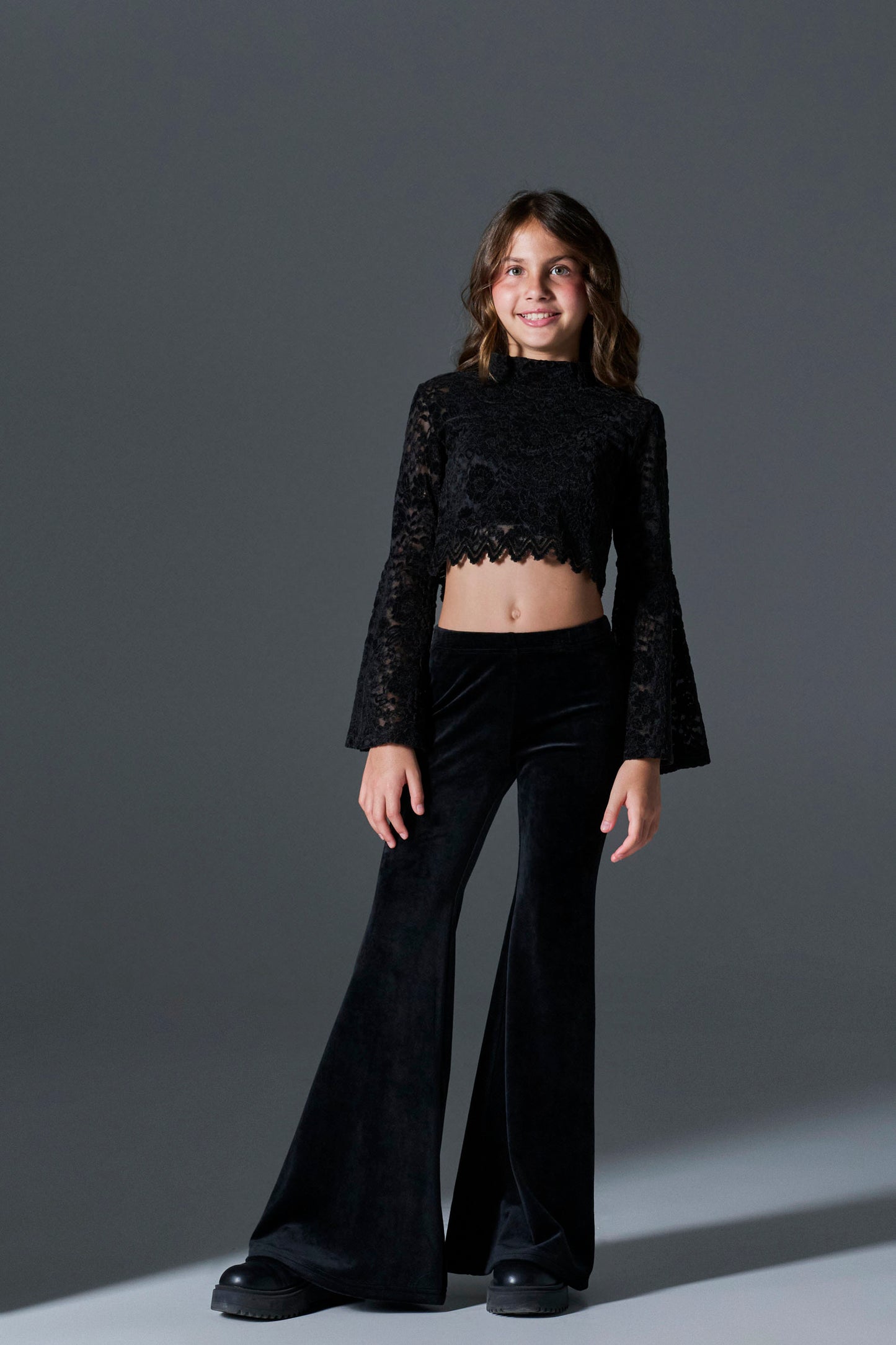 Melin Rose Σετ βελόυδινο με δαντέλα 4-14Υ