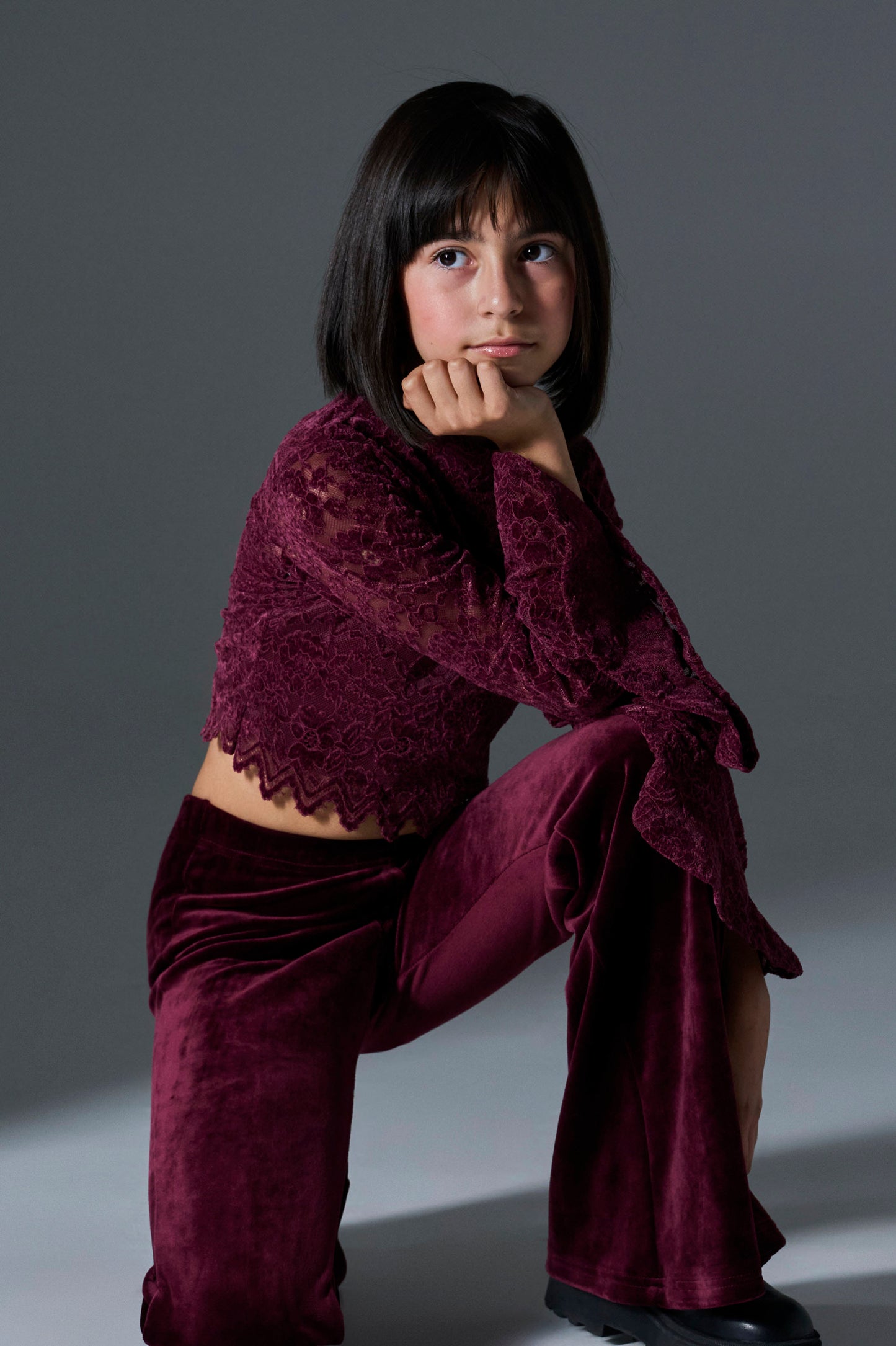 Melin Rose Σετ βελόυδινο με δαντέλα 4-14Υ