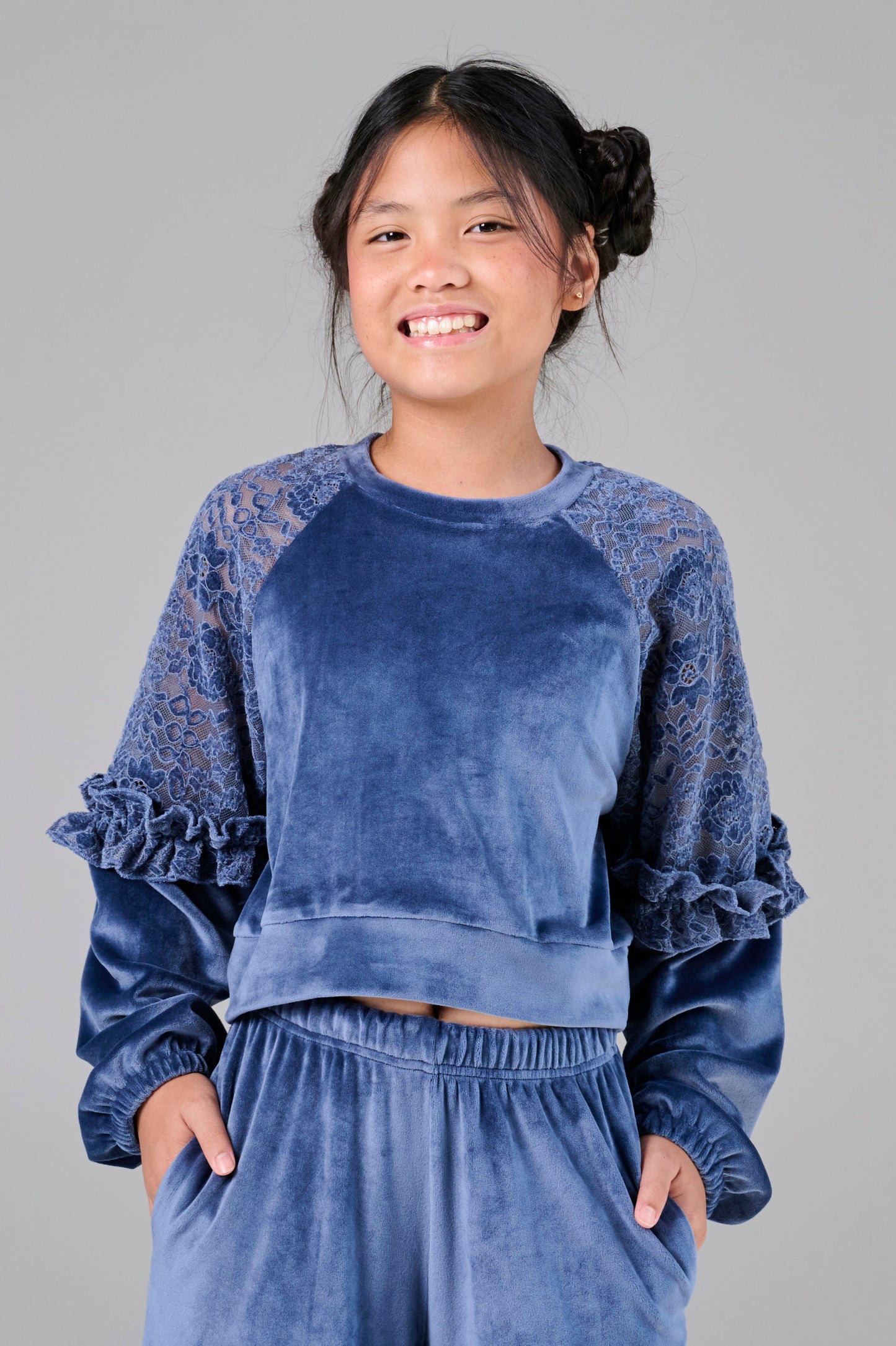 Melin Rose Σετ βελόυδινο με δαντέλα 4-14Υ