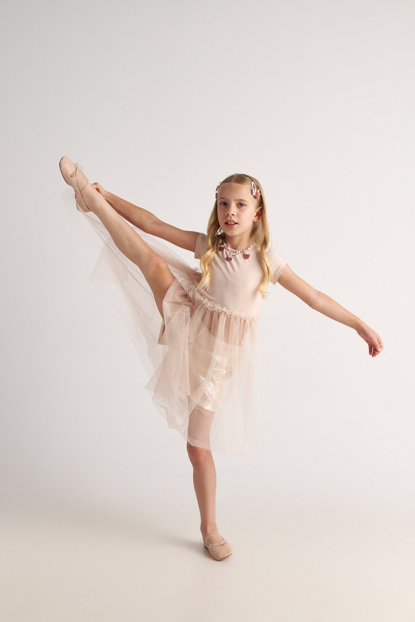 Two in a castle - Aqua Pearl Tulle T-Shirt And Sequin Shorts Set