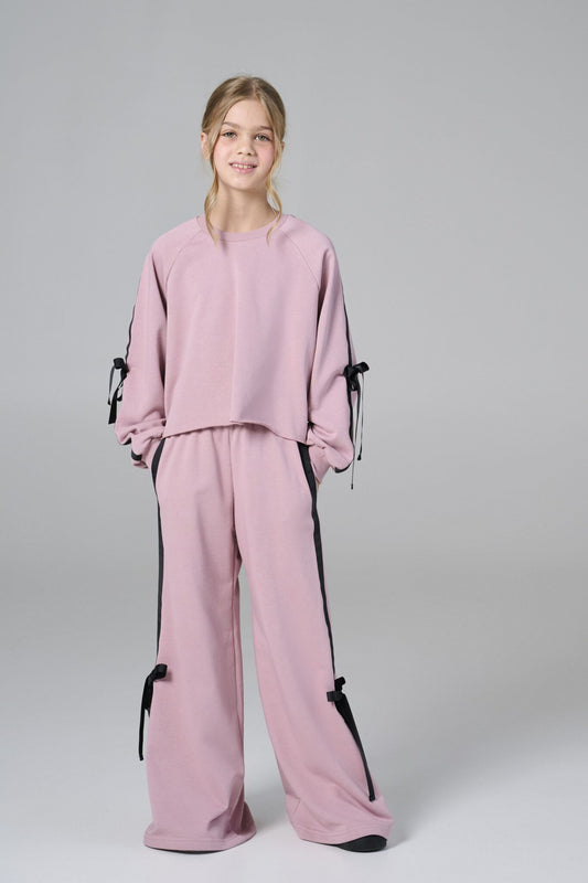 Melin Rose Σετ Φούτερ με κορδέλες Ροζ 4-14Y