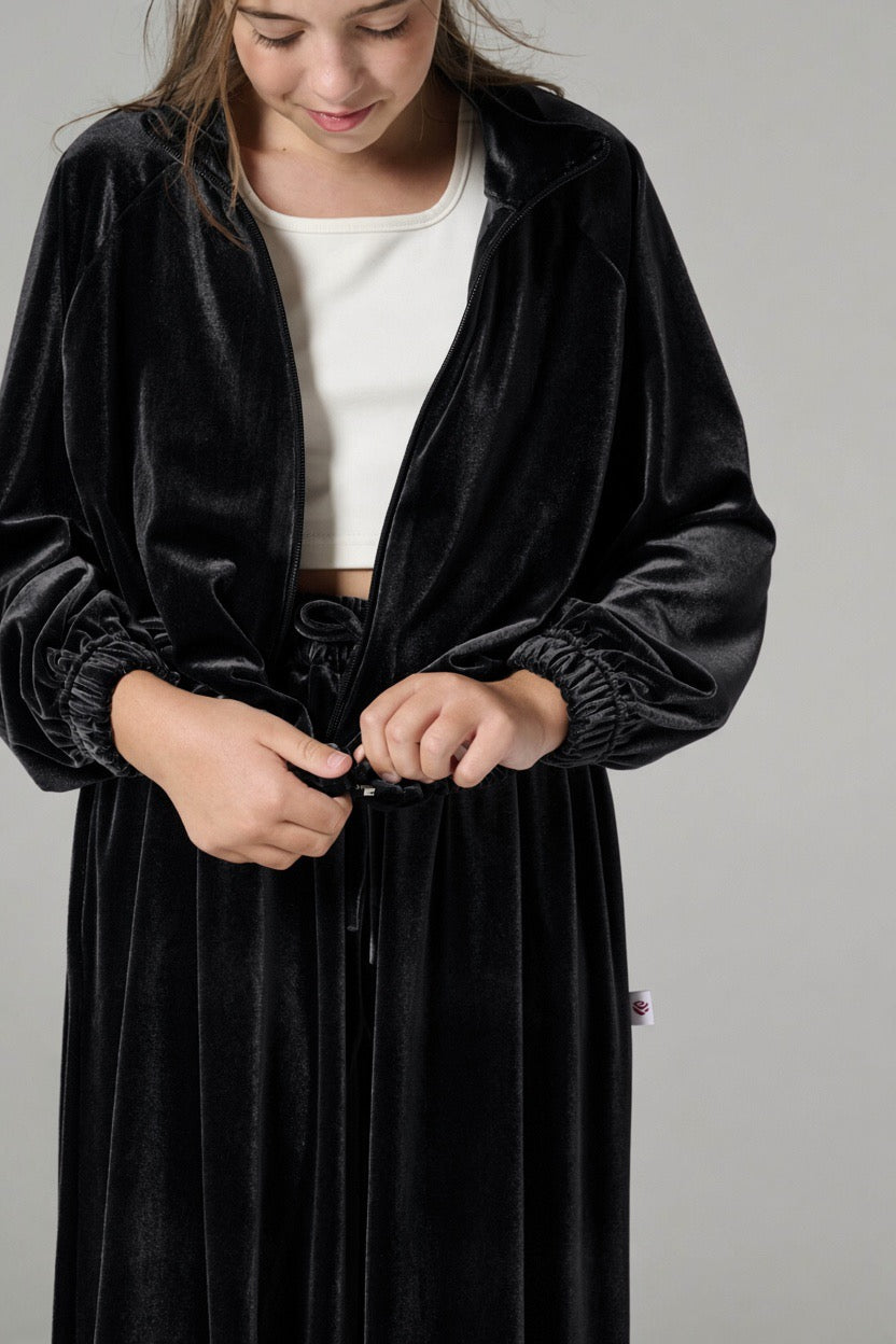 Melin Rose Σετ βελούδο oversized με ζακέτα Μαύρο 8-14Y