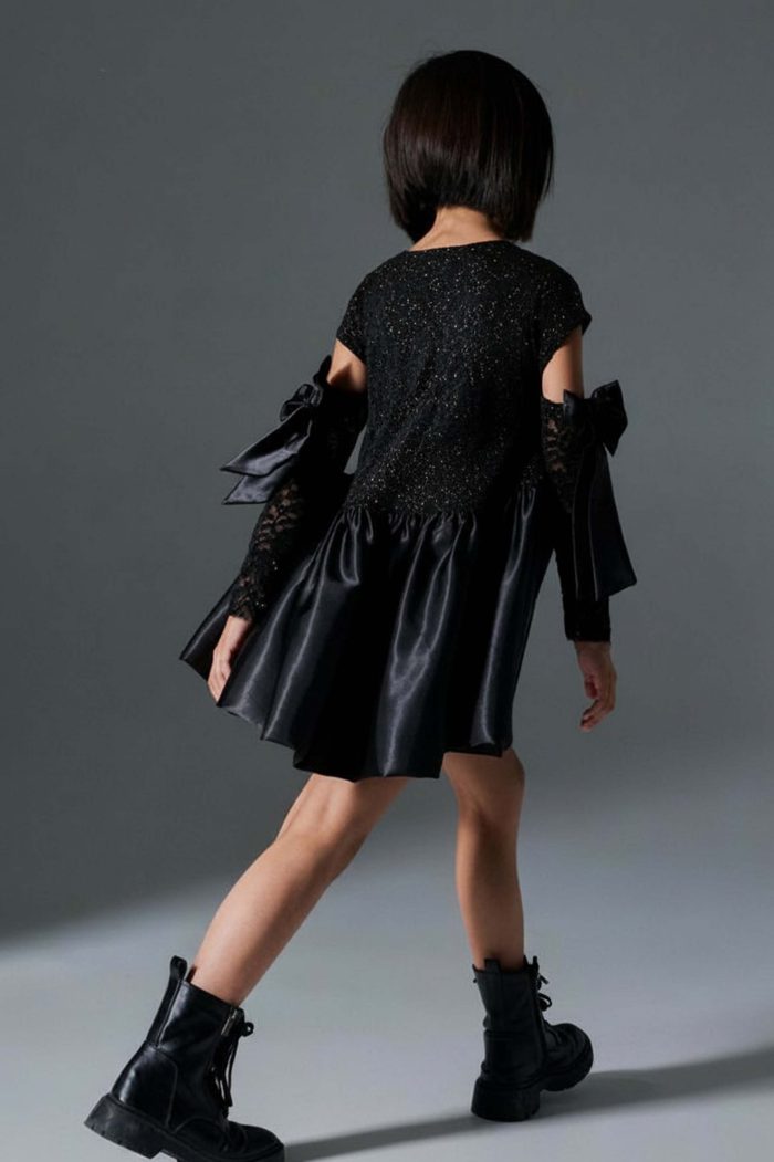 Melin Rose Φόρεμα δαντέλα με γάντι μανίκι Μαύρο 4-14Υ