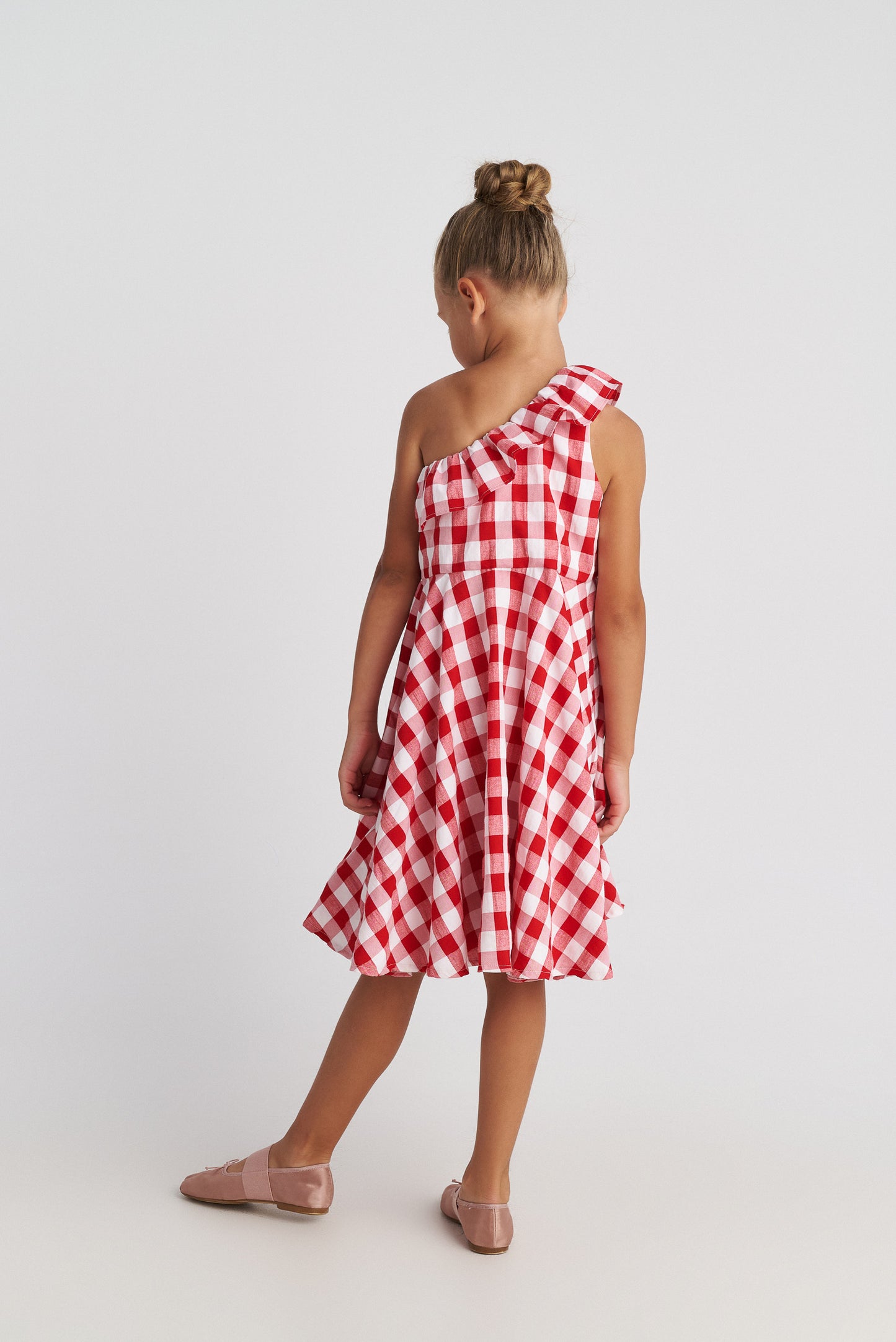 Two in a castle - May Picnic Vichy One Shoulder Ruffle Dress Kid