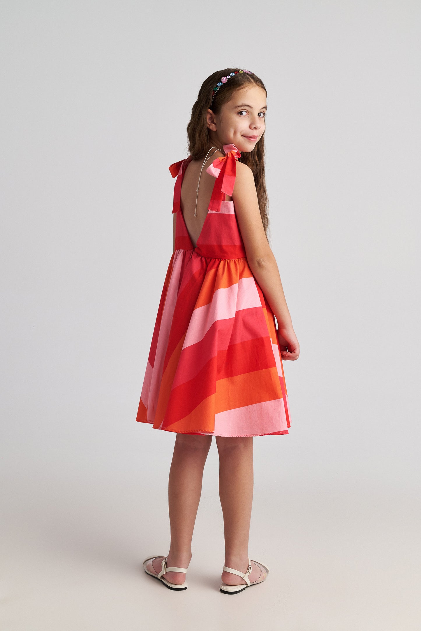 Two in a castle - Scarlet Striped Backless Circle Dress For Kids