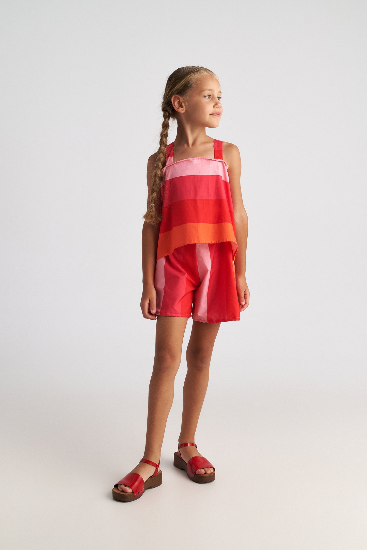 Two in a castle - Scarlet Striped Set with Backless Top & Shorts for Kids